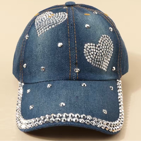Rhinestone Decor Denim Baseball Cap For Men,Women,Couples - Picture 5 of 5